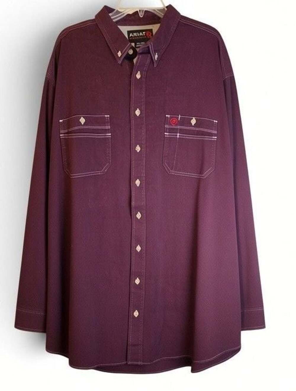 Ariat FR Vented Work Shirt Malbec Burgundy Long Sleeve Button Down 3XLTG